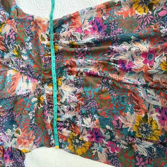 Anthropologie Flutter Sleeve Asymmetrical Tunic Dress Blue Pink - Picture 14 of 14